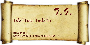 Tálos Iván névjegykártya